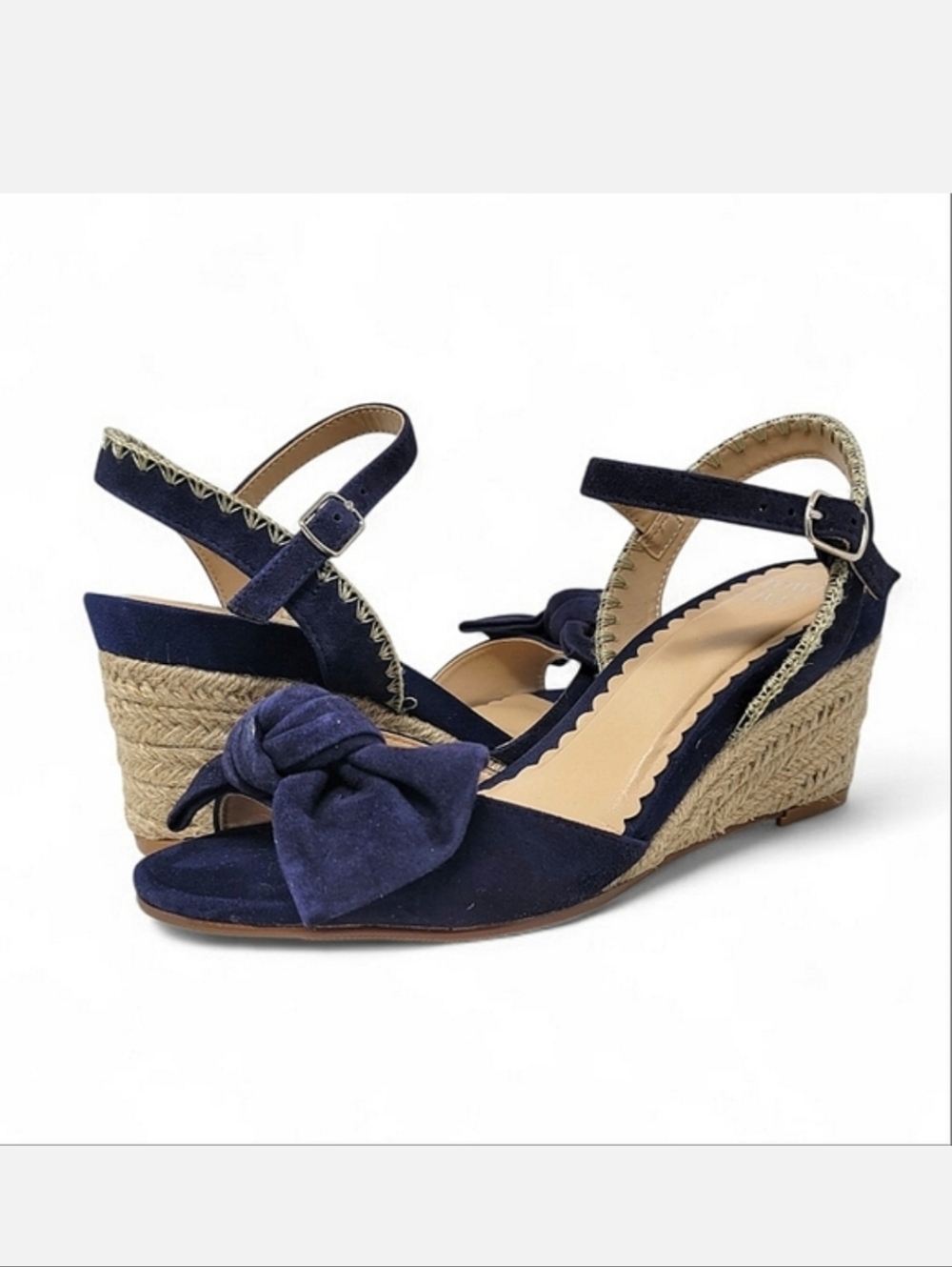 Crown & Ivy™Leila Navy Blue Espadrille Wedges